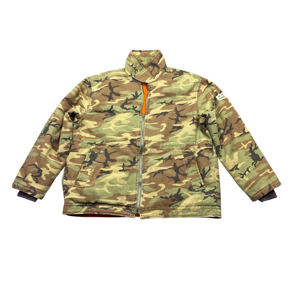 BDG Ruthie Camo Canvas Utility Jacket Orange Quilted Lining Reversible Sz S